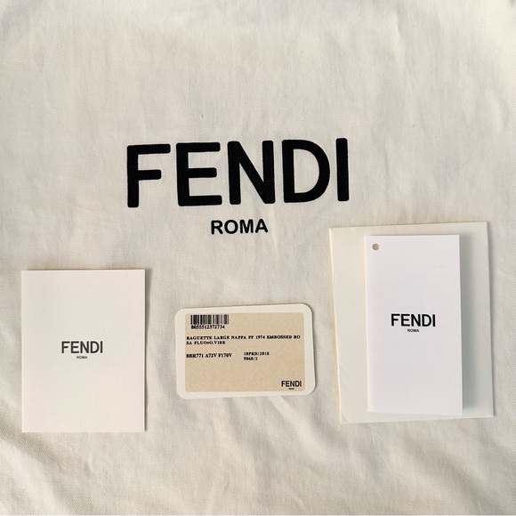 Fendi Baguette NM Bag Zucca Embossed Leather Large Pink - Picture 15 of 15